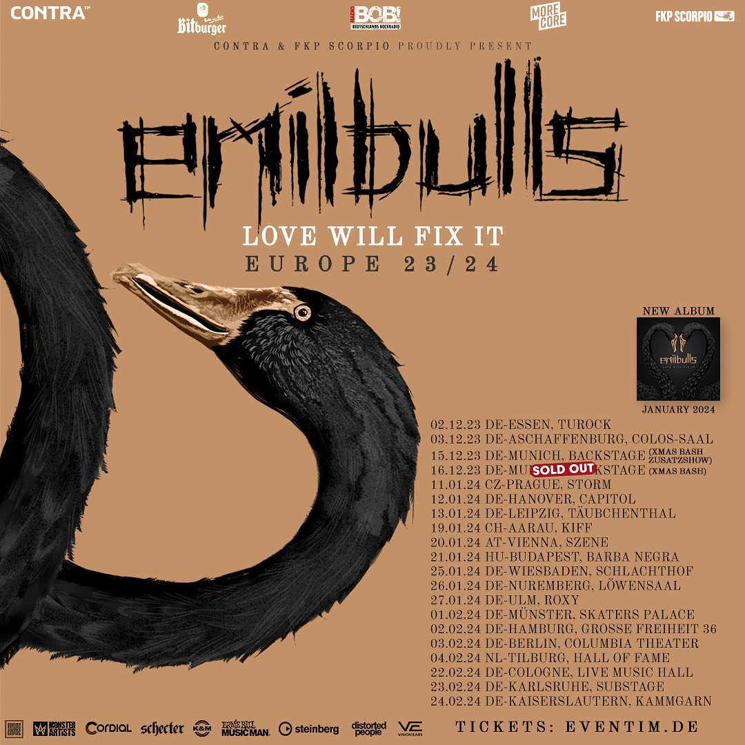 Emil Bulls Love Will Fix It Tour 2024